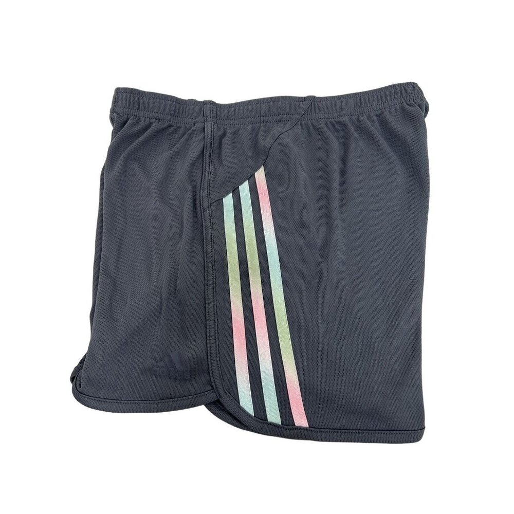 Adidas Stripe Grey Mesh Girls’ Shorts XL US 16 Regular  MulticolorTriple Stripe